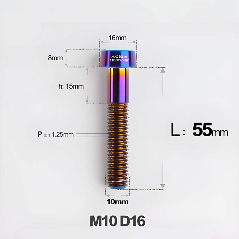 M10xL20-80mm Titanium 1.25mm Thread Security Bolt for Brembo Caliper Mounting D16