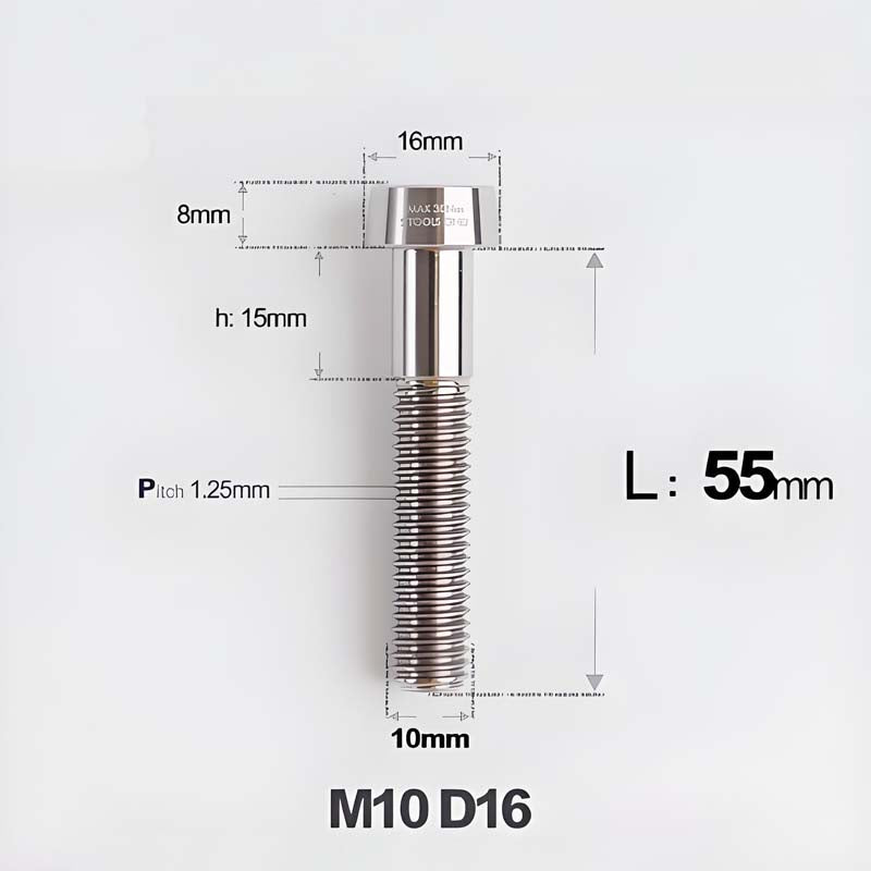 M10xL20-80mm Titanium 1.25mm Thread Security Bolt for Brembo Caliper Mounting D16