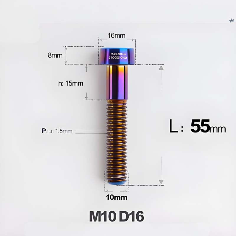 M10xL20-80mm Titanium 1.5mm Thread Security Bolt for Brembo Caliper Mounting D16