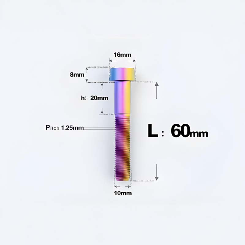 M10xL20-80mm Titanium 1.25mm Thread Security Bolt for Brembo Caliper Mounting D16