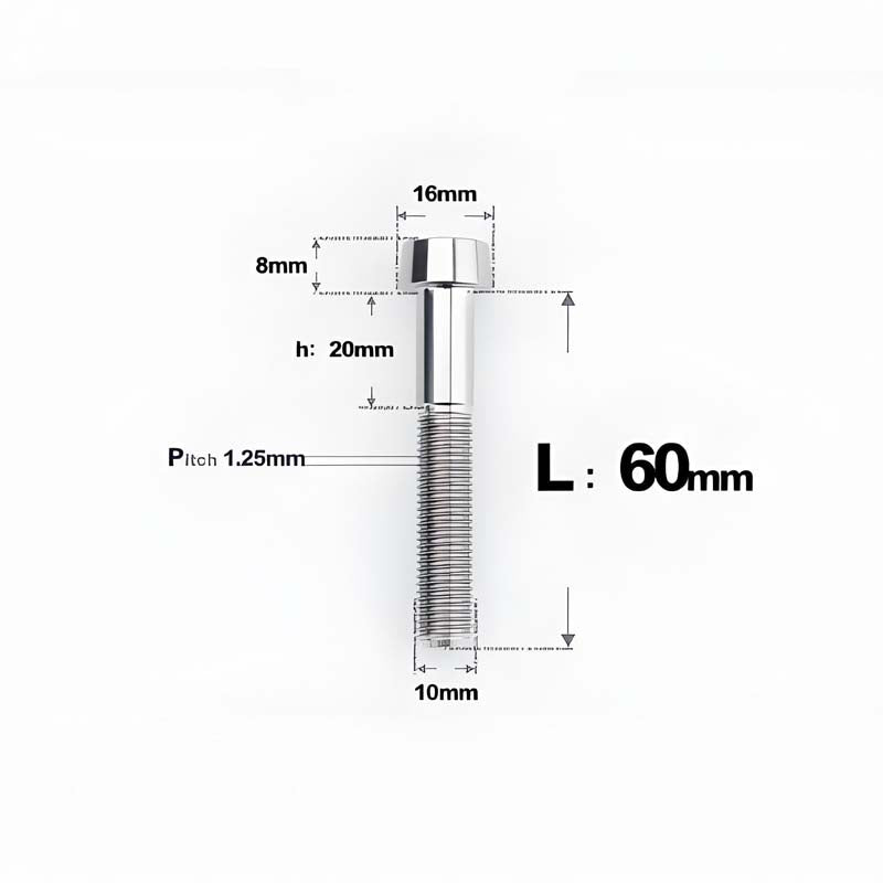 M10xL20-80mm Titanium 1.25mm Thread Security Bolt for Brembo Caliper Mounting D16