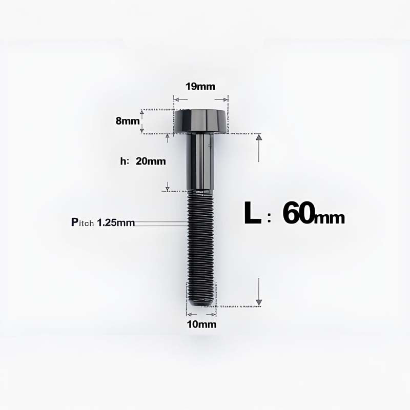 M10xL20-80mm Titanium 1.25mm Thread Security Bolt for Brembo Caliper Mounting D19