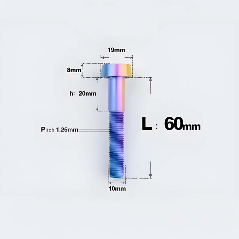M10xL20-80mm Titanium 1.25mm Thread Security Bolt for Brembo Caliper Mounting D19