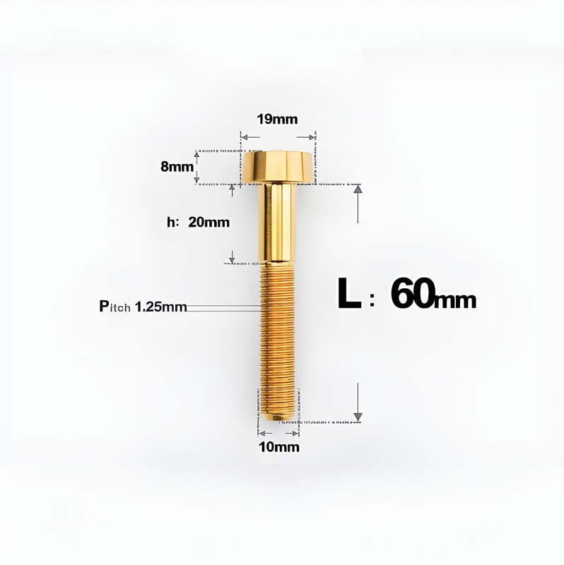 M10xL20-80mm Titanium 1.25mm Thread Security Bolt for Brembo Caliper Mounting D19