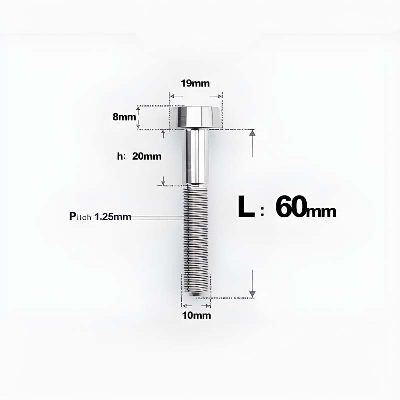 M10xL20-80mm Titanium 1.25mm Thread Security Bolt for Brembo Caliper Mounting D19