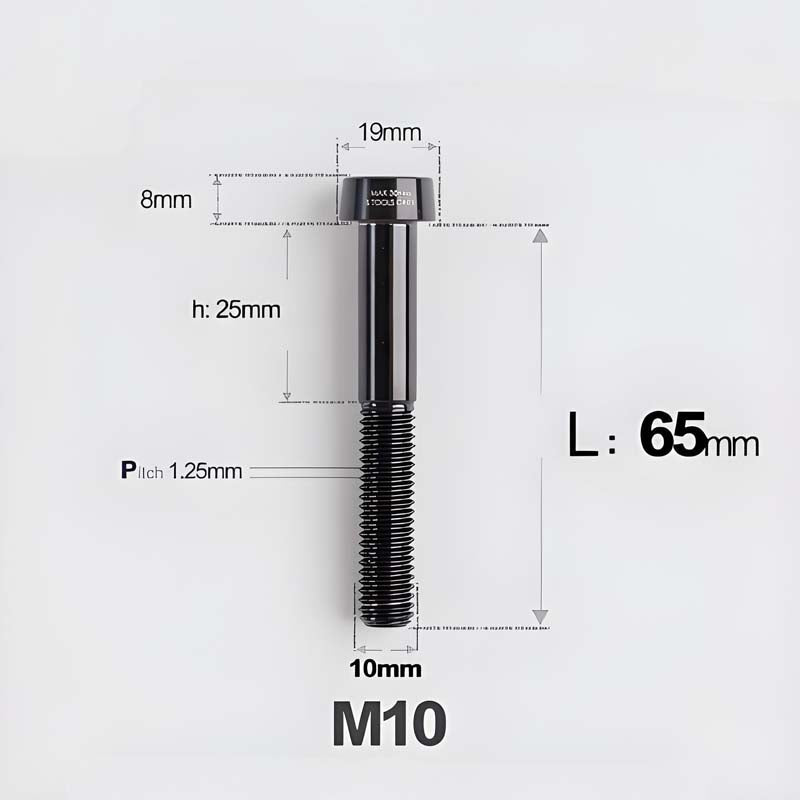 M10xL20-80mm Titanium 1.25mm Thread Security Bolt for Brembo Caliper Mounting D19