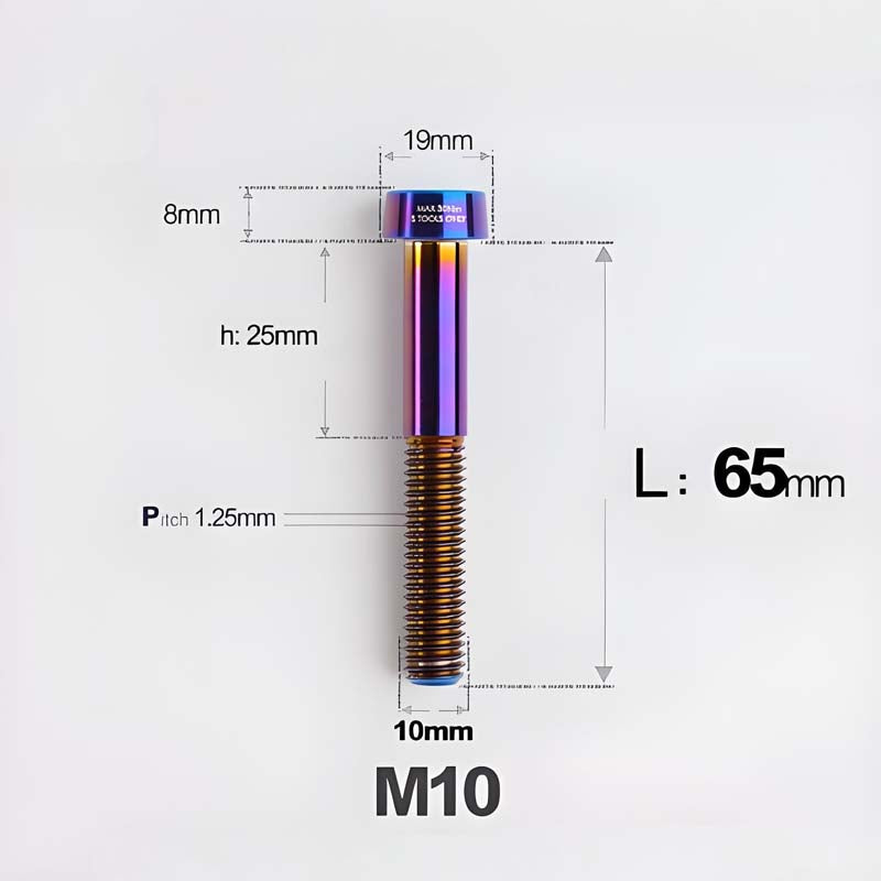 M10xL20-80mm Titanium 1.25mm Thread Security Bolt for Brembo Caliper Mounting D19