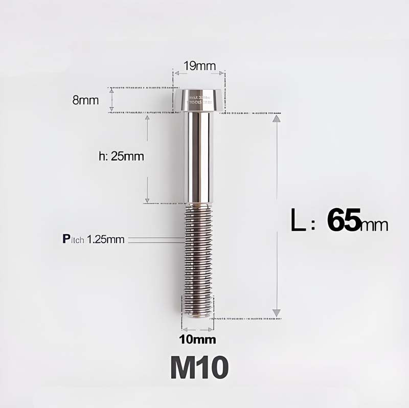 M10xL20-80mm Titanium 1.25mm Thread Security Bolt for Brembo Caliper Mounting D19