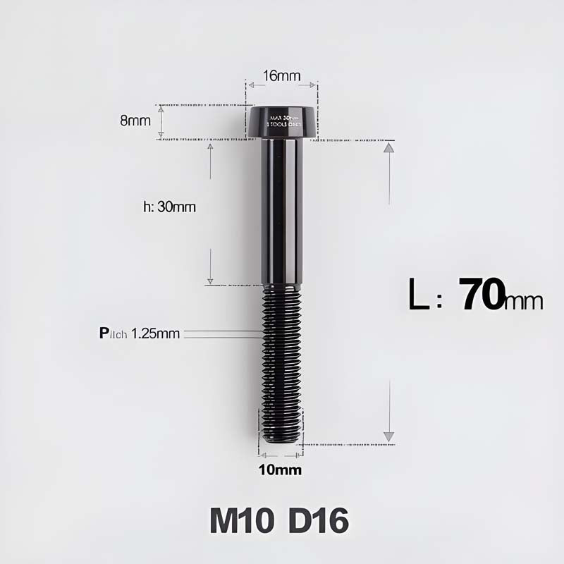 M10xL20-80mm Titanium 1.25mm Thread Security Bolt for Brembo Caliper Mounting D16