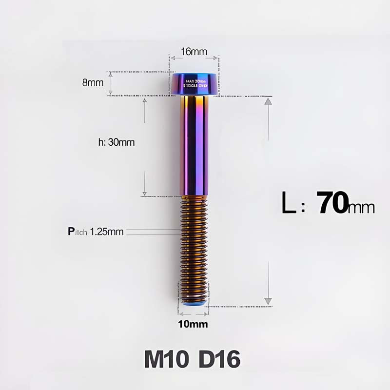 M10xL20-80mm Titanium 1.25mm Thread Security Bolt for Brembo Caliper Mounting D16