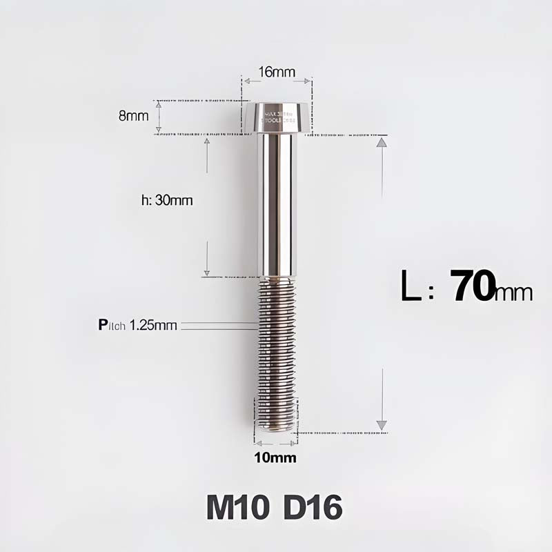 M10xL20-80mm Titanium 1.25mm Thread Security Bolt for Brembo Caliper Mounting D16