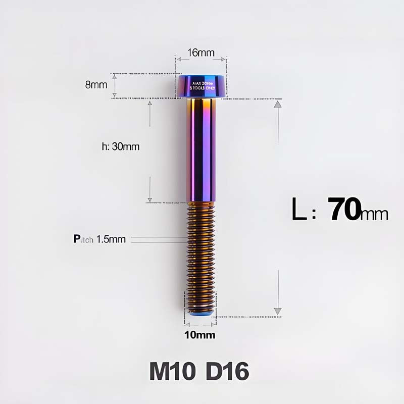 M10xL20-80mm Titanium 1.5mm Thread Security Bolt for Brembo Caliper Mounting D16