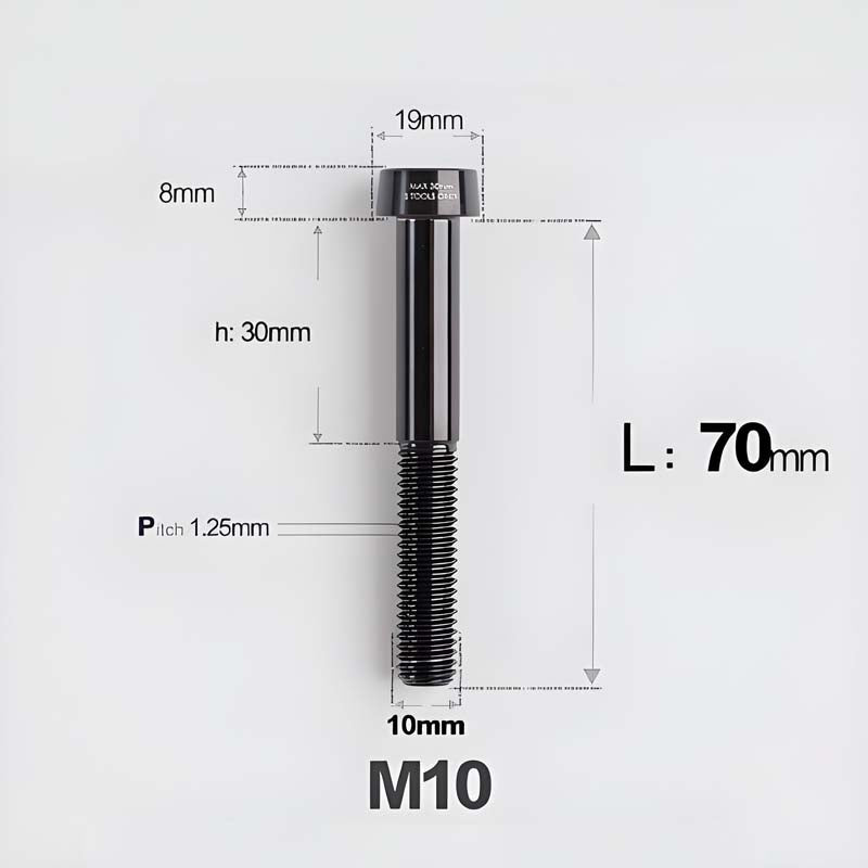 M10xL20-80mm Titanium 1.25mm Thread Security Bolt for Brembo Caliper Mounting D19