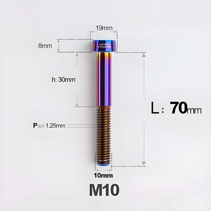 M10xL20-80mm Titanium 1.25mm Thread Security Bolt for Brembo Caliper Mounting D19