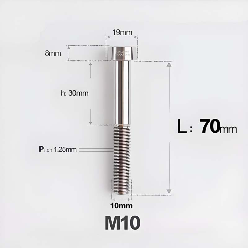 M10xL20-80mm Titanium 1.25mm Thread Security Bolt for Brembo Caliper Mounting D19