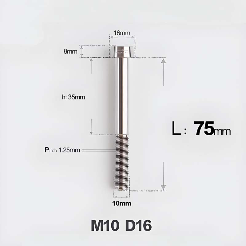 M10xL20-80mm Titanium 1.25mm Thread Security Bolt for Brembo Caliper Mounting D16