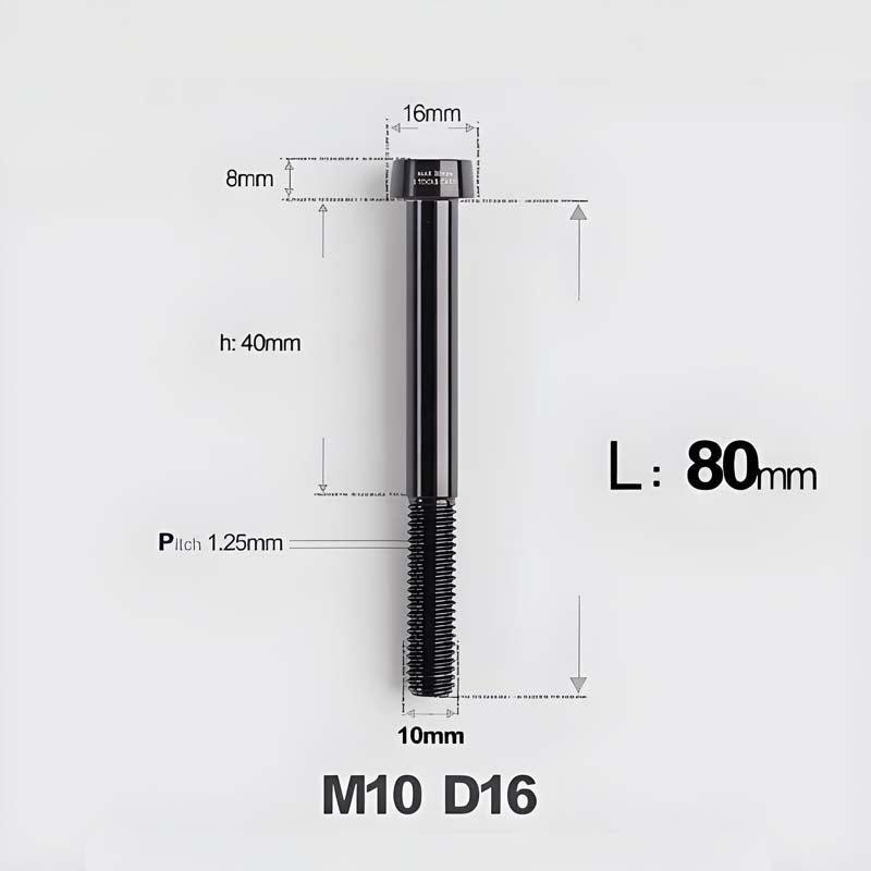 M10xL20-80mm Titanium 1.25mm Thread Security Bolt for Brembo Caliper Mounting D16