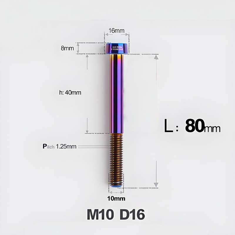 M10xL20-80mm Titanium 1.25mm Thread Security Bolt for Brembo Caliper Mounting D16