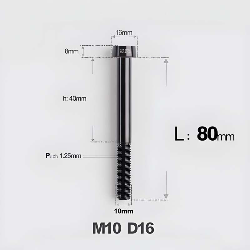M10xL20-80mm Titanium 1.5mm Thread Security Bolt for Brembo Caliper Mounting D16