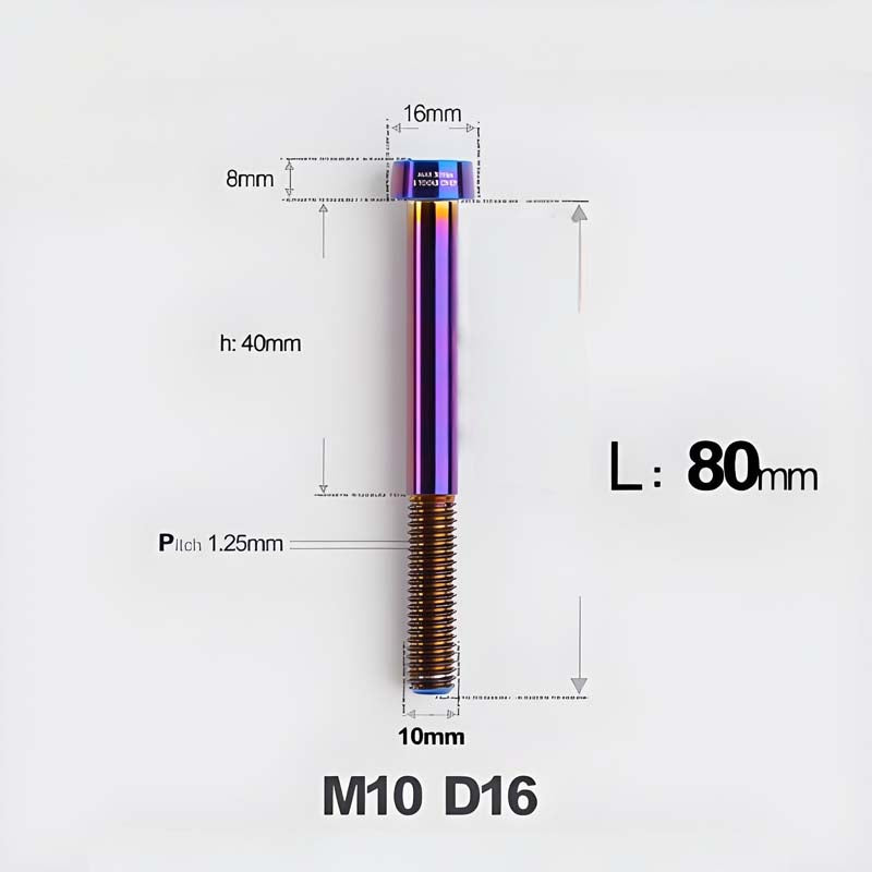 M10xL20-80mm Titanium 1.5mm Thread Security Bolt for Brembo Caliper Mounting D16