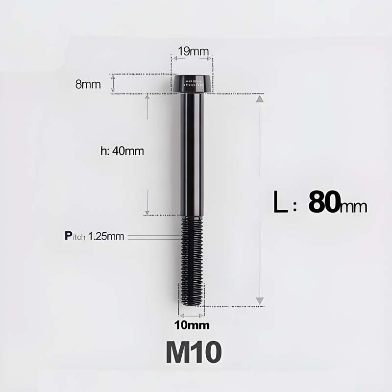M10xL20-80mm Titanium 1.25mm Thread Security Bolt for Brembo Caliper Mounting D19