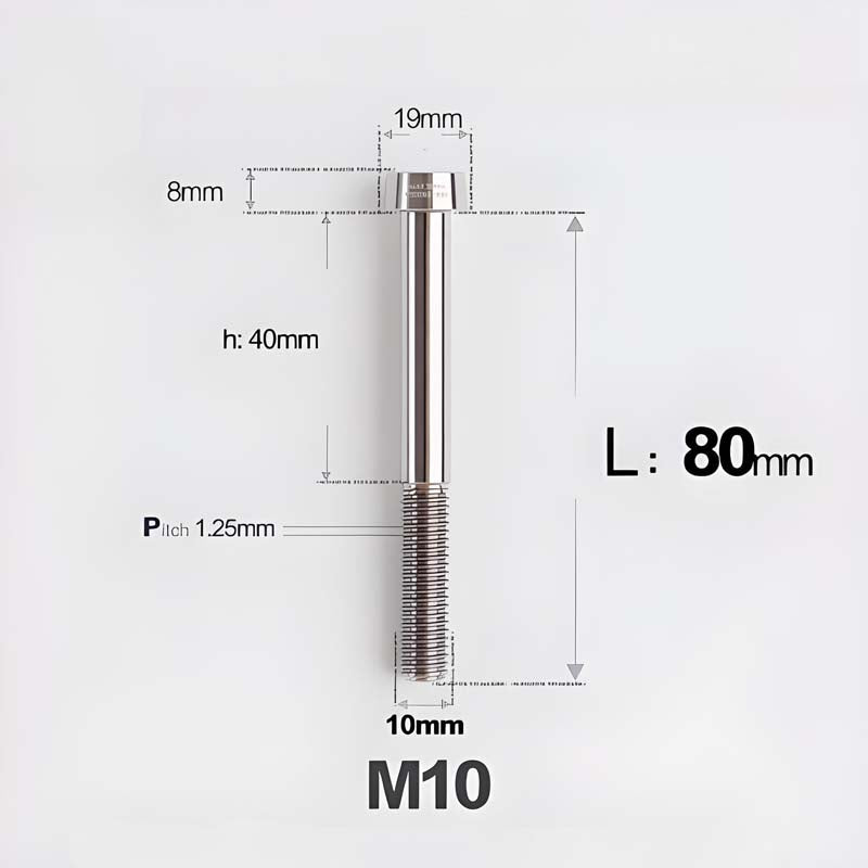 M10xL20-80mm Titanium 1.25mm Thread Security Bolt for Brembo Caliper Mounting D19