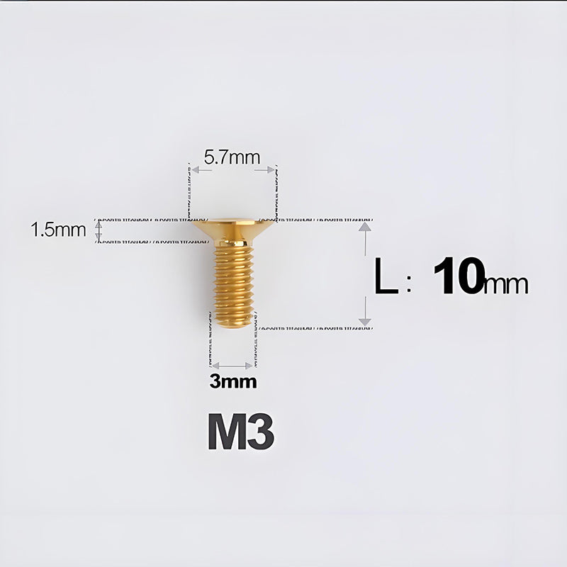 M3x6-30mm Titanium Flat Head Bolts Countersunk Ti Bolts For Road Bike