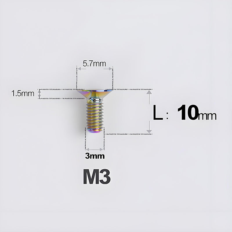 M3x6-30mm Titanium Flat Head Bolts Countersunk Ti Bolts For Road Bike
