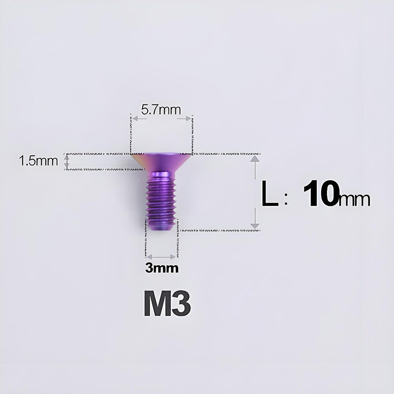 M3x6-30mm Titanium Flat Head Bolts Countersunk Ti Bolts For Road Bike