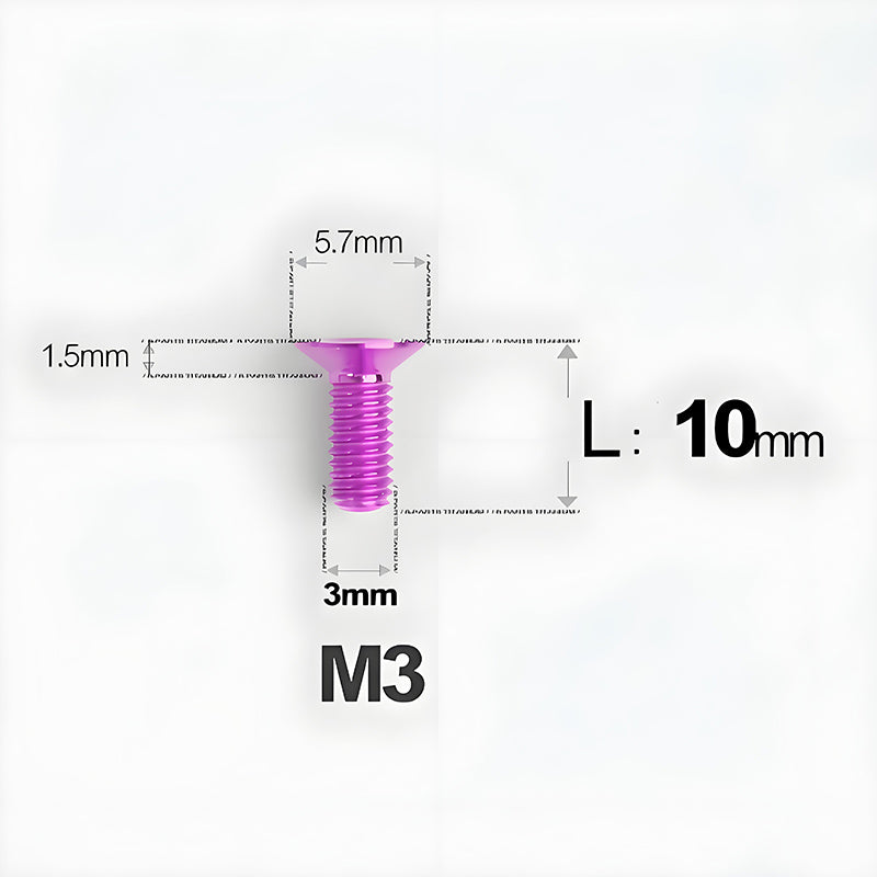 M3x6-30mm Titanium Flat Head Bolts Countersunk Ti Bolts For Road Bike