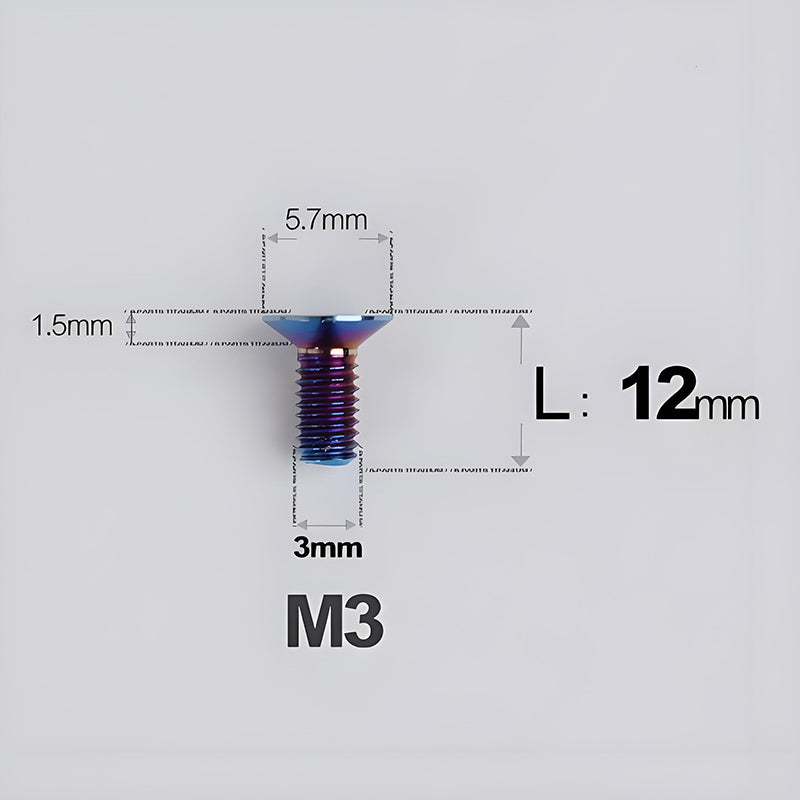 M3x6-30mm Titanium Flat Head Bolts Countersunk Ti Bolts For Road Bike