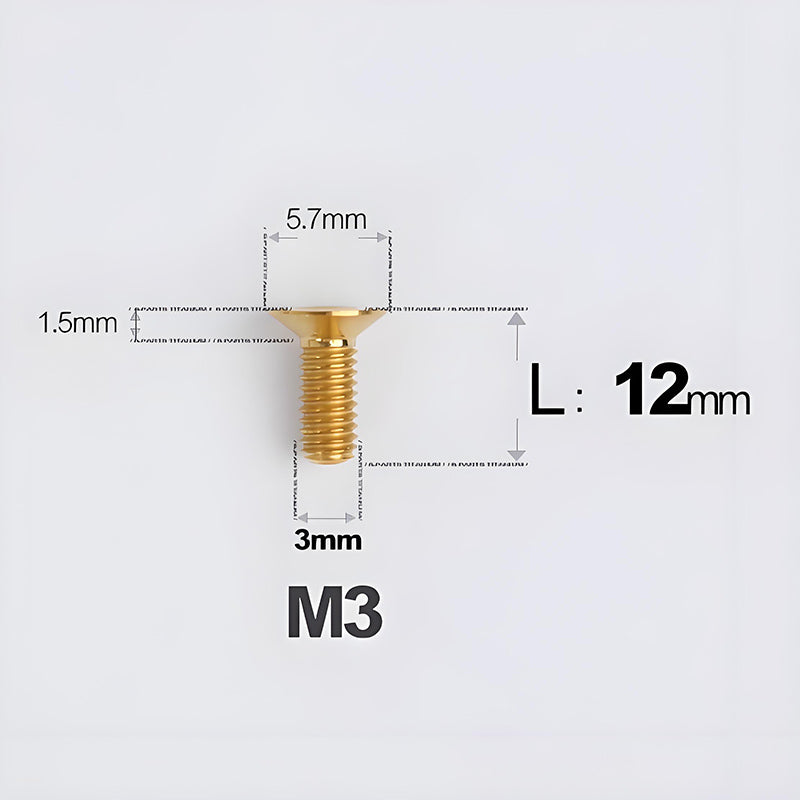M3x6-30mm Titanium Flat Head Bolts Countersunk Ti Bolts For Road Bike
