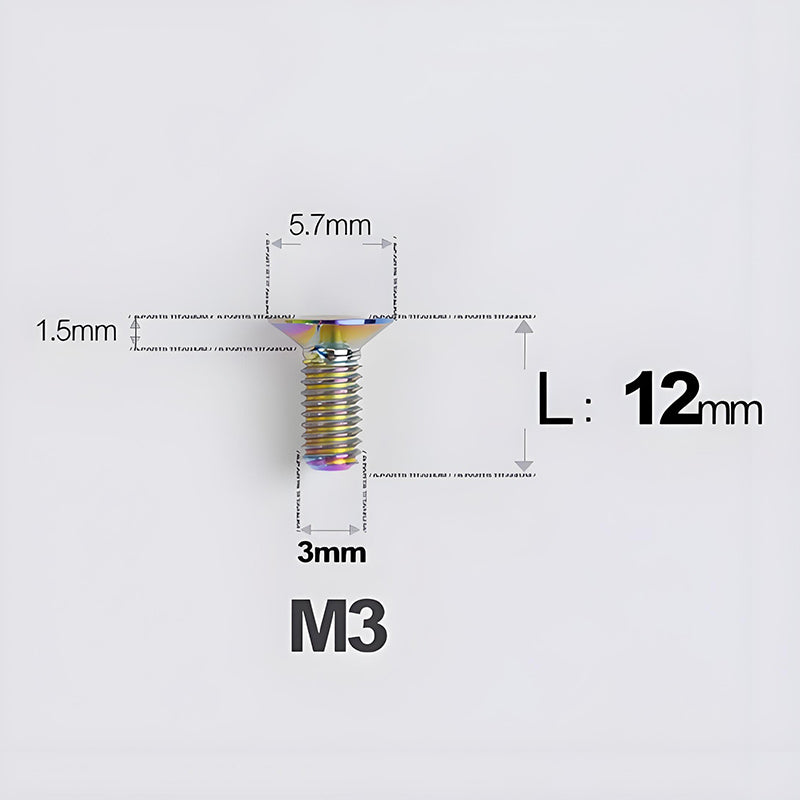 M3x6-30mm Titanium Flat Head Bolts Countersunk Ti Bolts For Road Bike