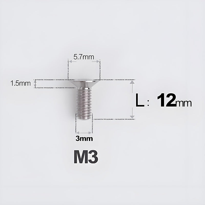 M3x6-30mm Titanium Flat Head Bolts Countersunk Ti Bolts For Road Bike