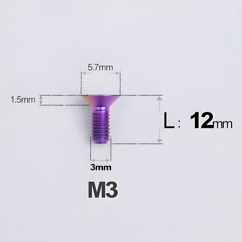 M3x6-30mm Titanium Flat Head Bolts Countersunk Ti Bolts For Road Bike