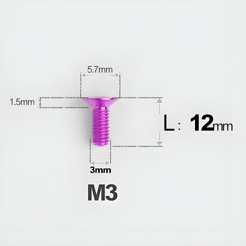 M3x6-30mm Titanium Flat Head Bolts Countersunk Ti Bolts For Road Bike
