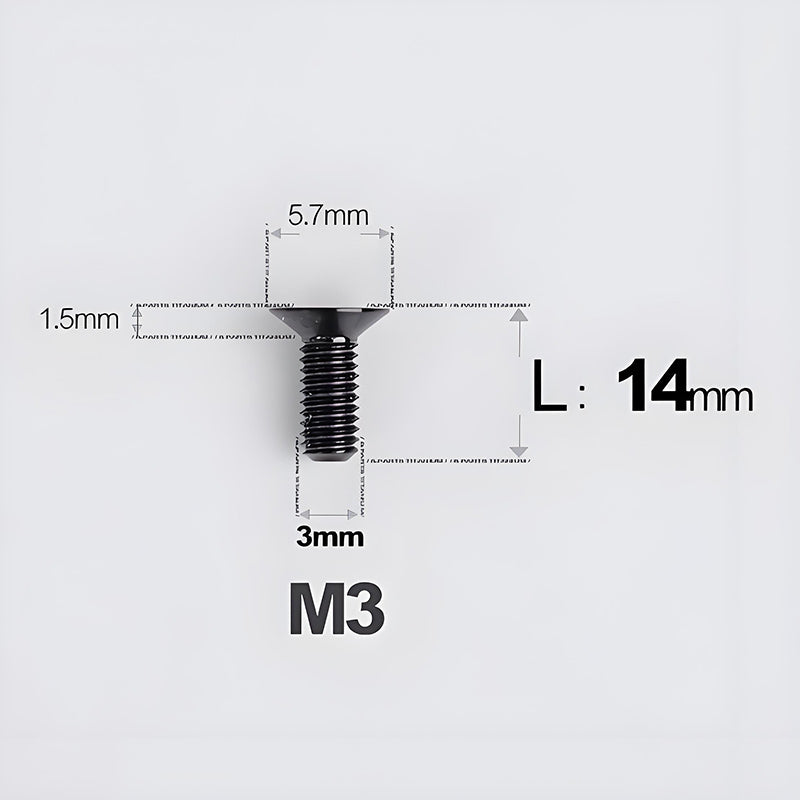 M3x6-30mm Titanium Flat Head Bolts Countersunk Ti Bolts For Road Bike