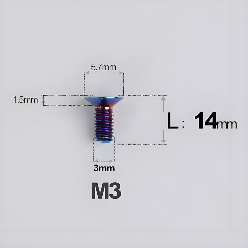 M3x6-30mm Titanium Flat Head Bolts Countersunk Ti Bolts For Road Bike