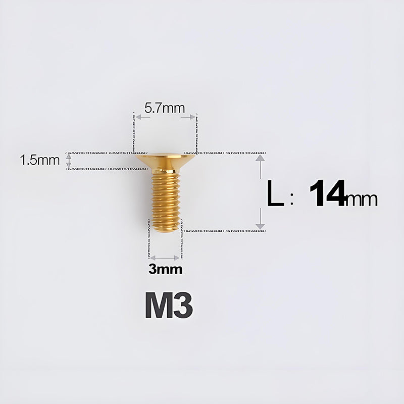 M3x6-30mm Titanium Flat Head Bolts Countersunk Ti Bolts For Road Bike