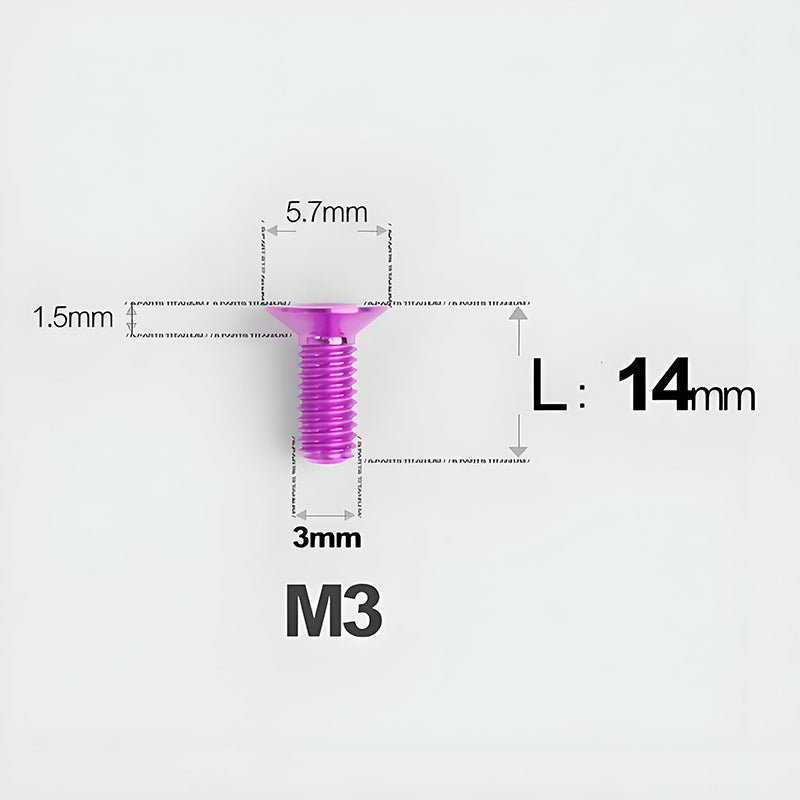 M3x6-30mm Titanium Flat Head Bolts Countersunk Ti Bolts For Road Bike