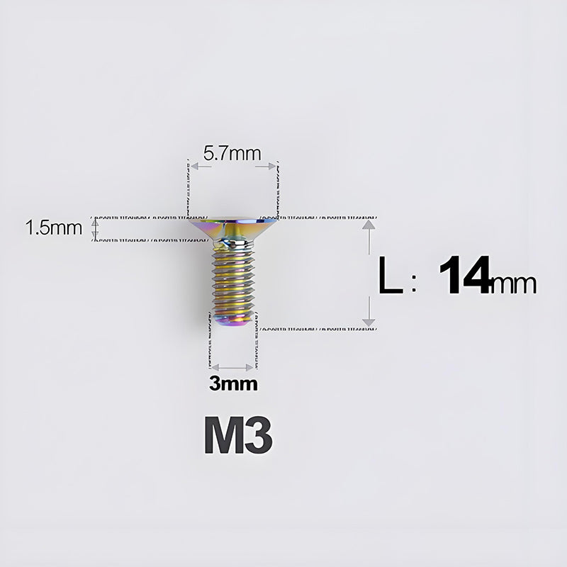M3x6-30mm Titanium Flat Head Bolts Countersunk Ti Bolts For Road Bike