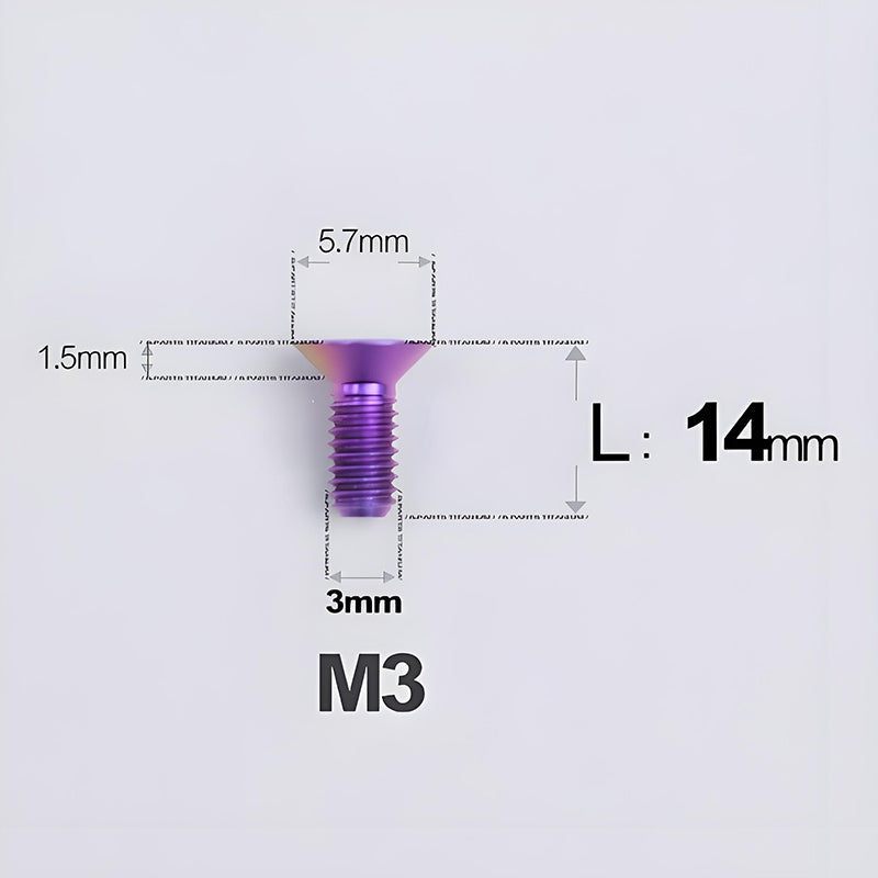 M3x6-30mm Titanium Flat Head Bolts Countersunk Ti Bolts For Road Bike