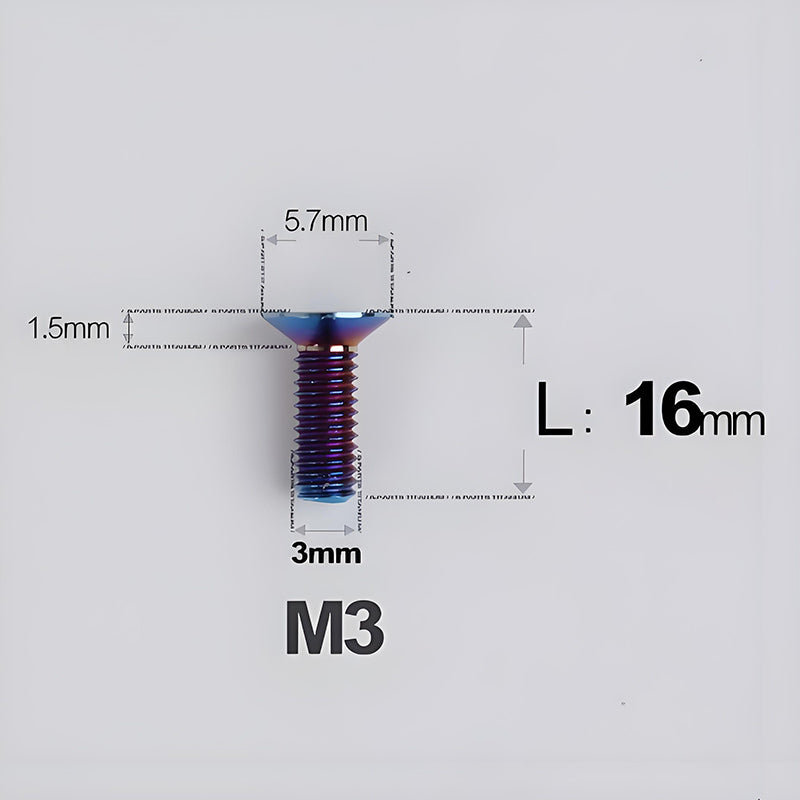 M3x6-30mm Titanium Flat Head Bolts Countersunk Ti Bolts For Road Bike