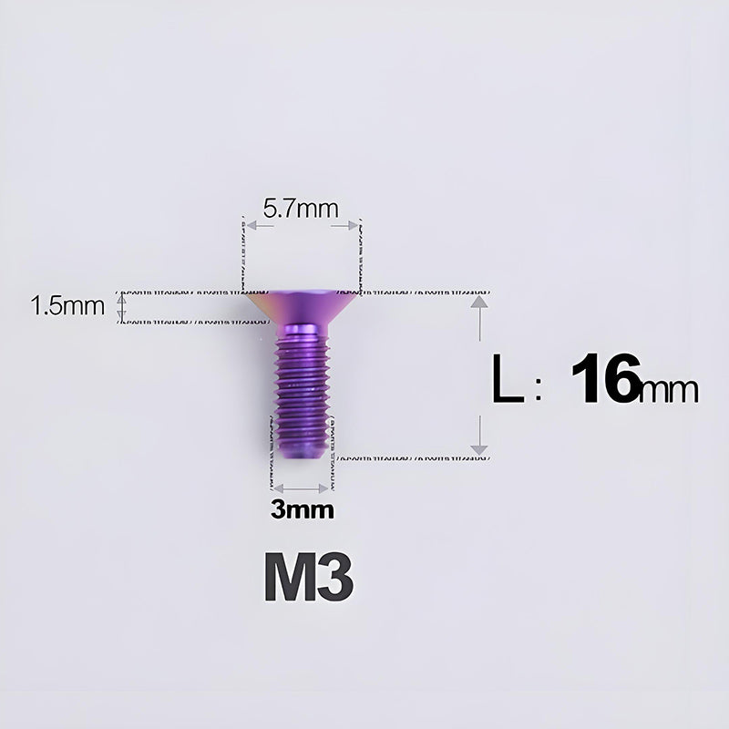 M3x6-30mm Titanium Flat Head Bolts Countersunk Ti Bolts For Road Bike