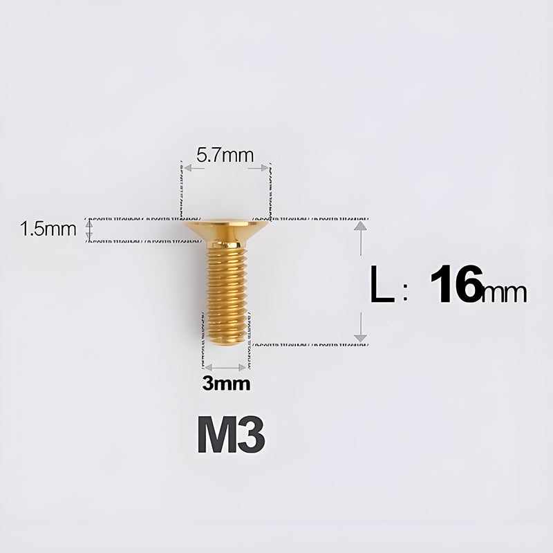 M3x6-30mm Titanium Flat Head Bolts Countersunk Ti Bolts For Road Bike