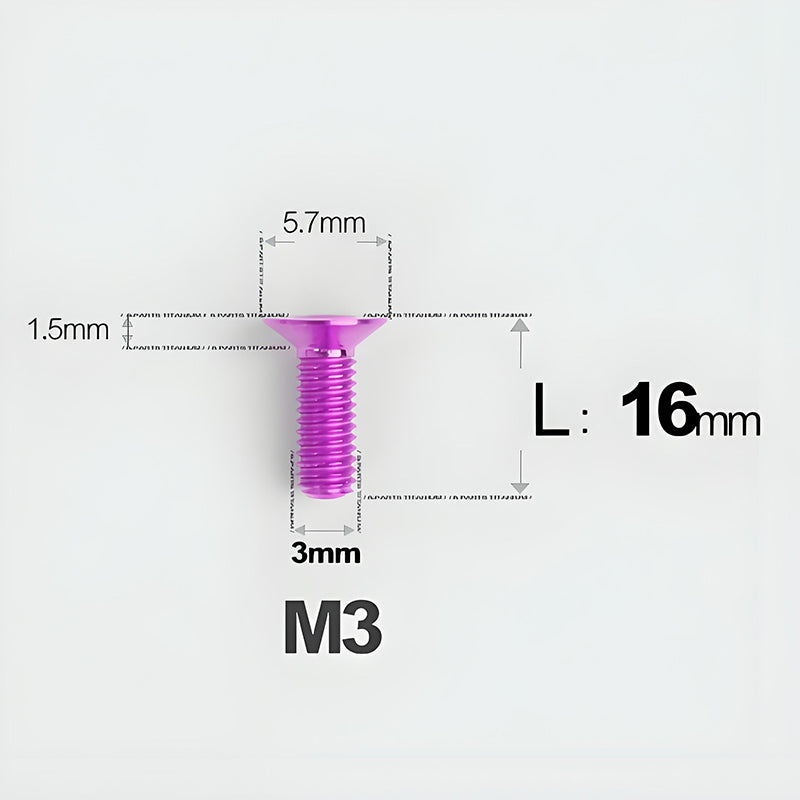 M3x6-30mm Titanium Flat Head Bolts Countersunk Ti Bolts For Road Bike