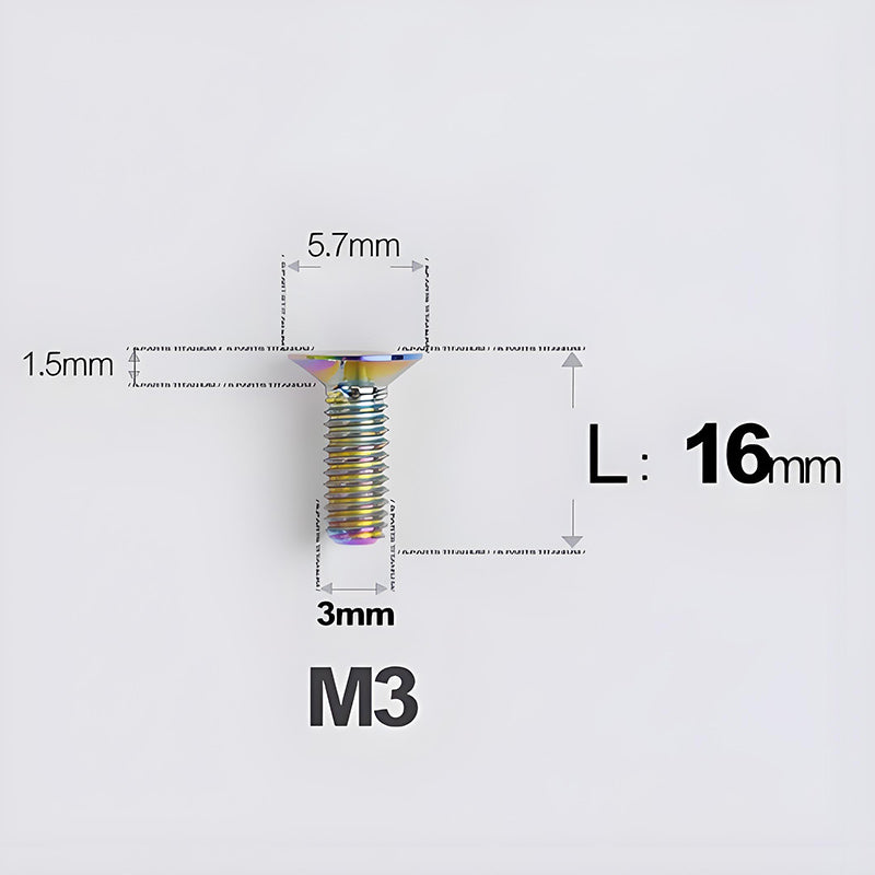 M3x6-30mm Titanium Flat Head Bolts Countersunk Ti Bolts For Road Bike