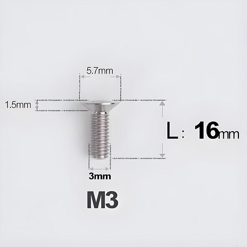 M3x6-30mm Titanium Flat Head Bolts Countersunk Ti Bolts For Road Bike
