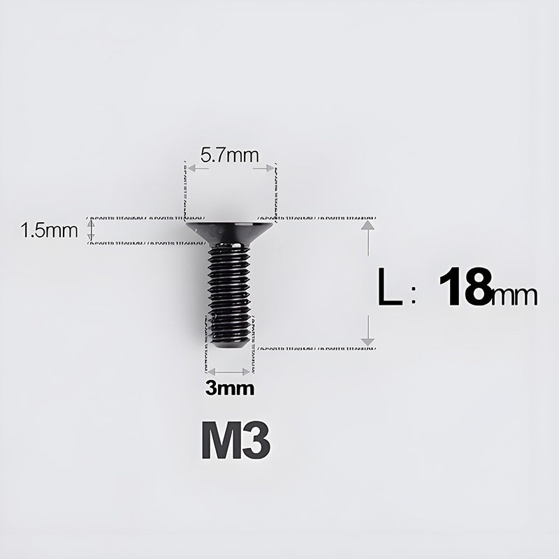 M3x6-30mm Titanium Flat Head Bolts Countersunk Ti Bolts For Road Bike