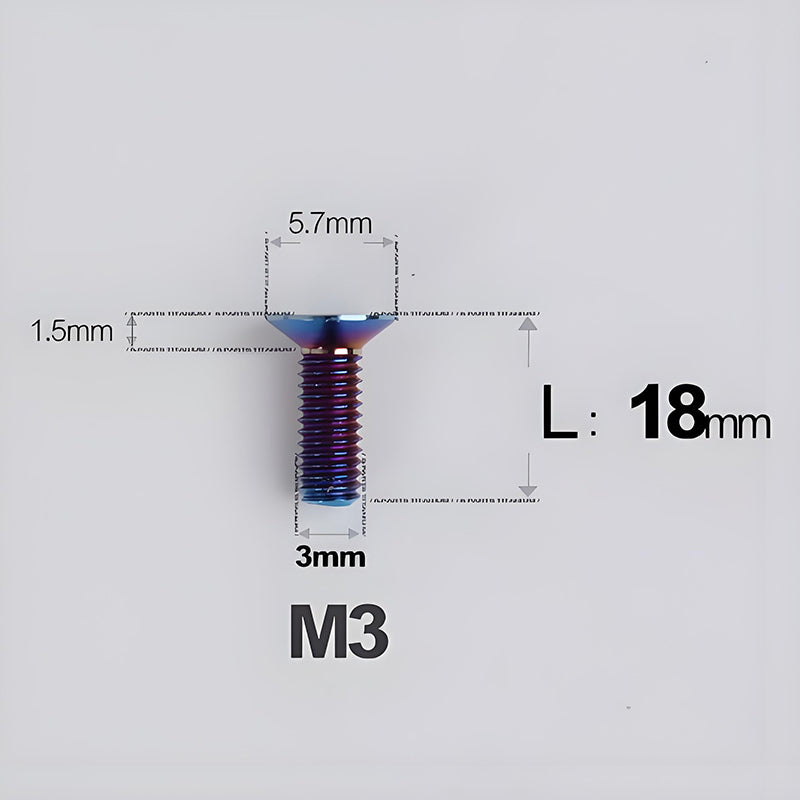 M3x6-30mm Titanium Flat Head Bolts Countersunk Ti Bolts For Road Bike